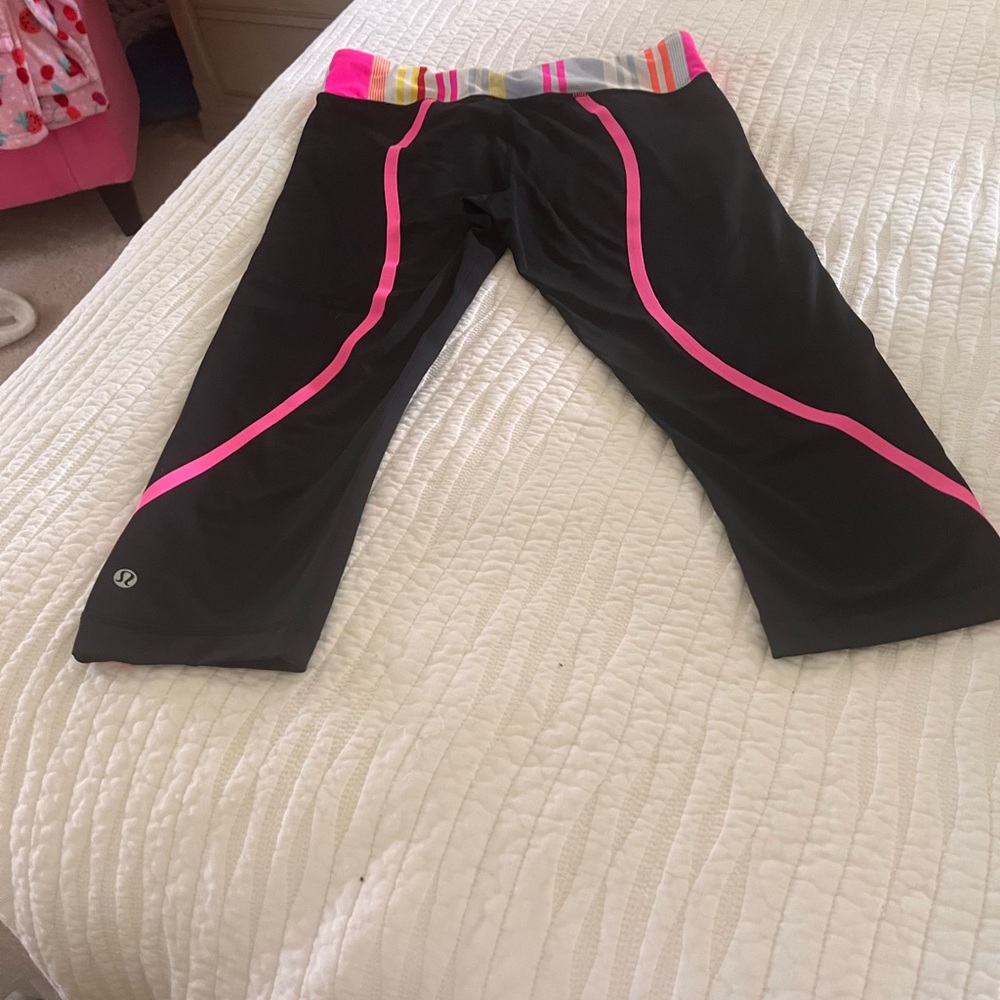 Lululemon Athletica Black and Pink Athletic Leggings